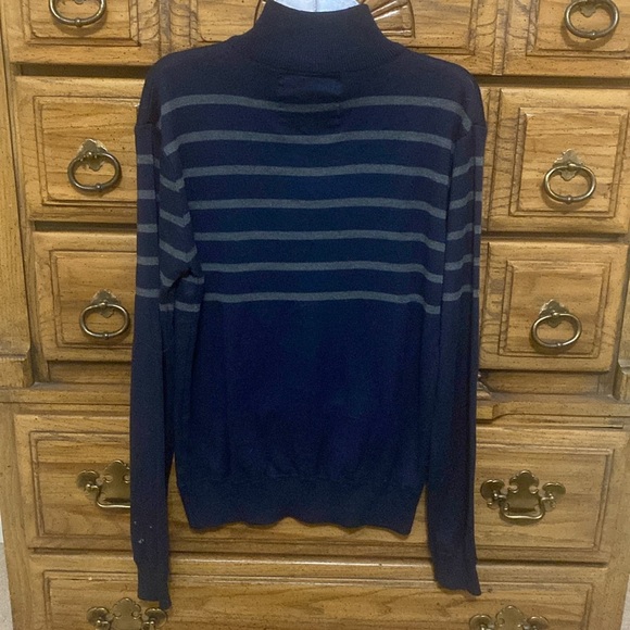 Burnside Half-zip Sweater. Navy with Gray Stripes Men’s Size Small - Picture 2 of 5